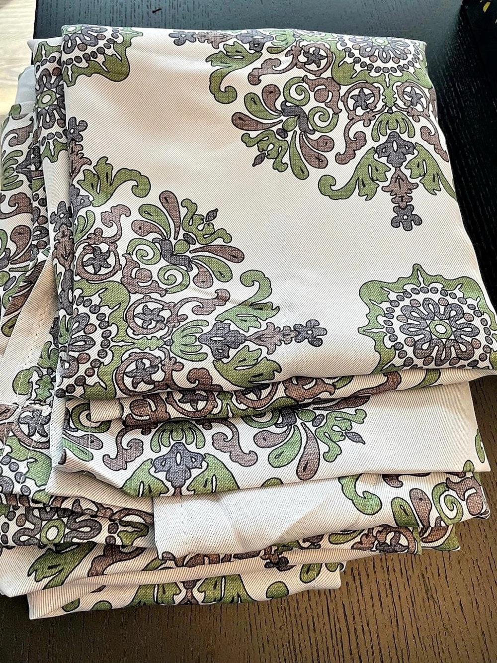 Cream & Green Patterned Curtains -2
Panels